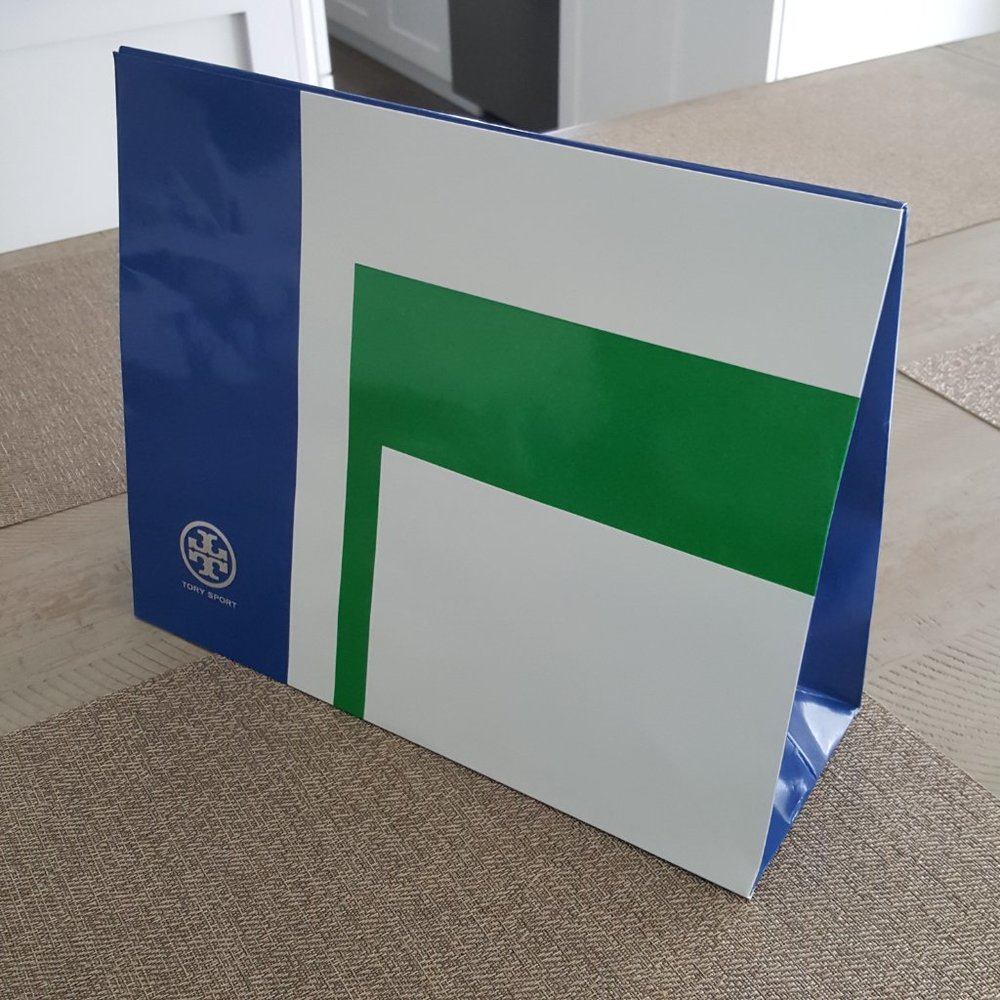 Brand NEW Tory Burch Sport Gift Bag Velcro Closure Paper Bag Wrap Decor